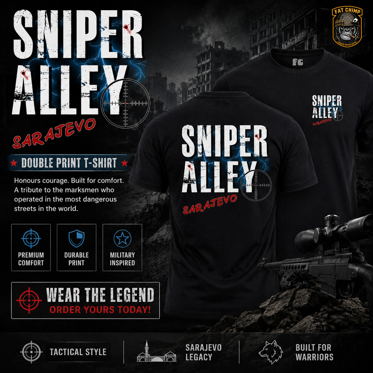 Sniper Alley Sarajevo Double Print T-Shirt