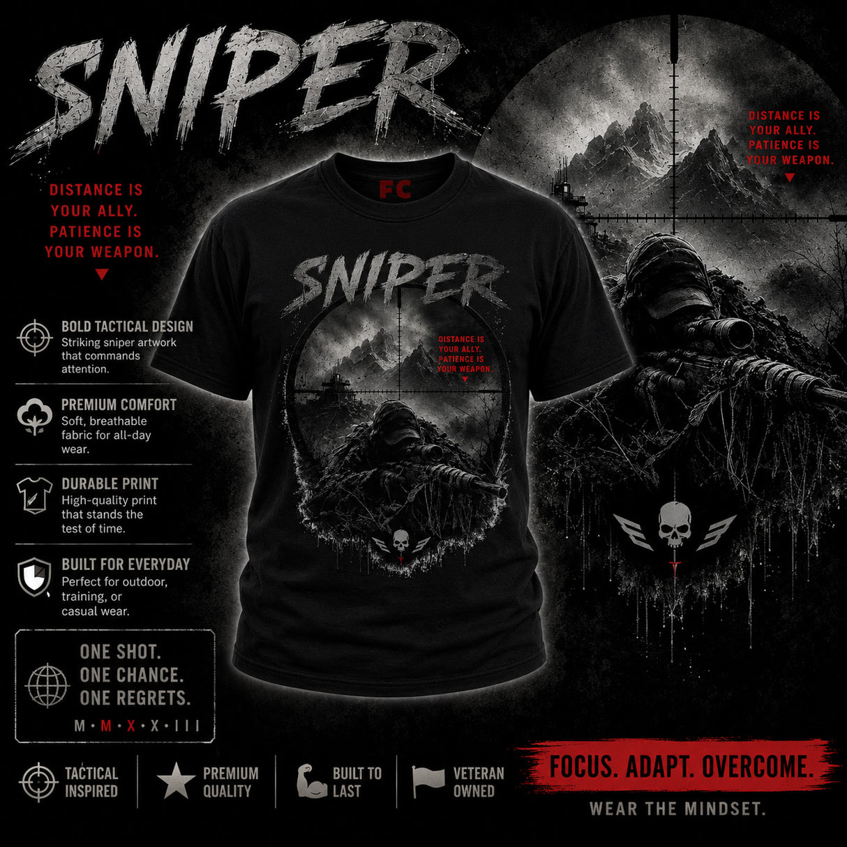 Sniper Dark Ops Printed T-Shirt