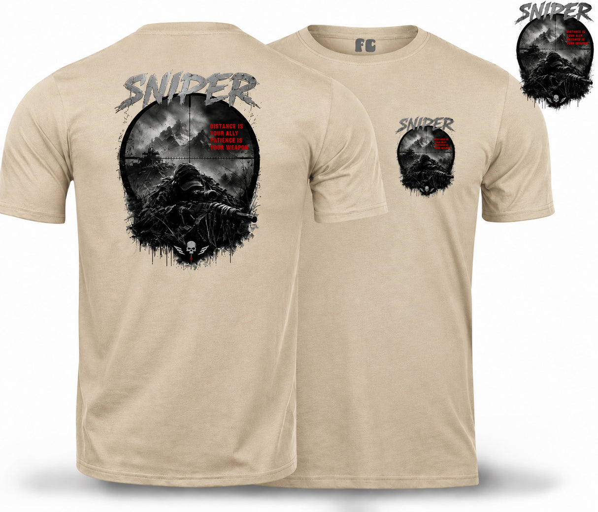 Sniper Dark Ops Double Print T-Shirt