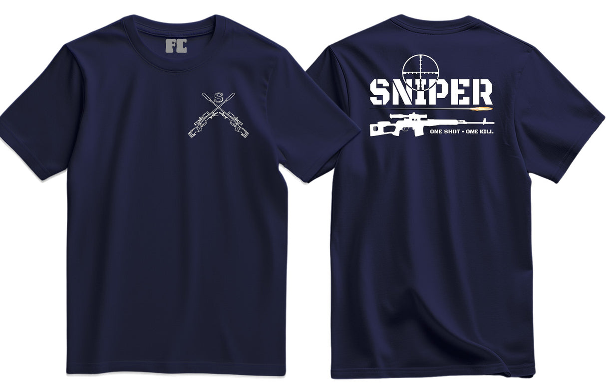 Sniper One Shot One Kill Double Print T-Shirt