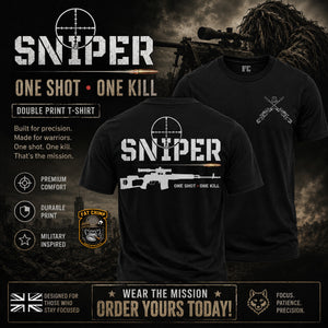 Sniper One Shot One Kill Double Print T-Shirt