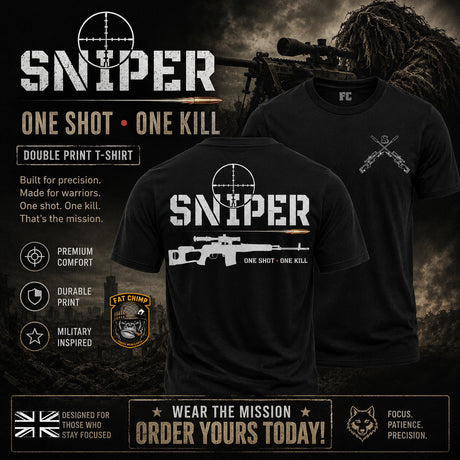 Sniper One Shot One Kill Double Print T-Shirt