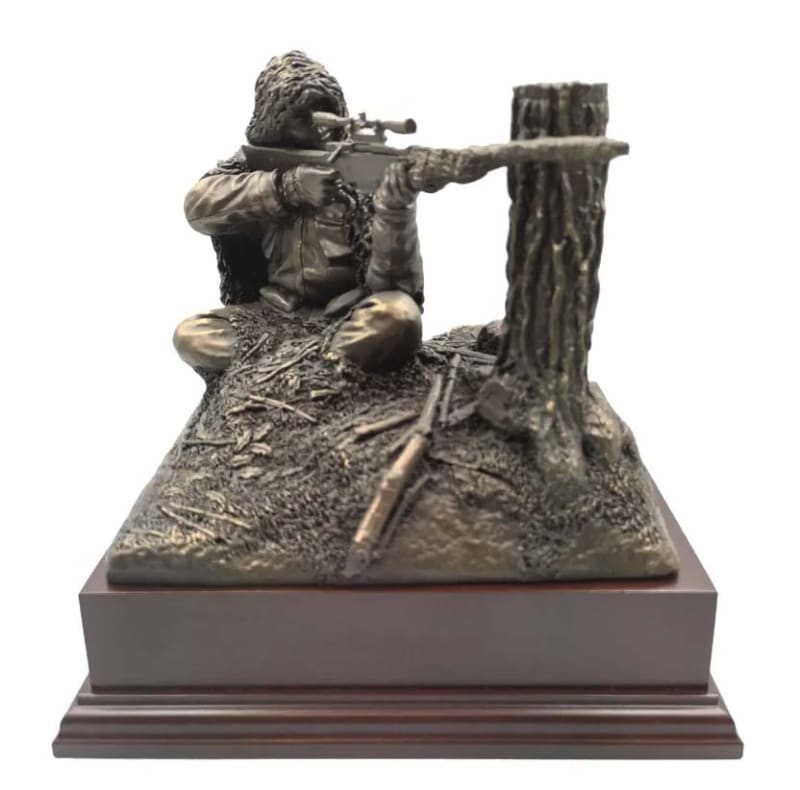 Sniper Sitting Cold Cast Bronze Figurine