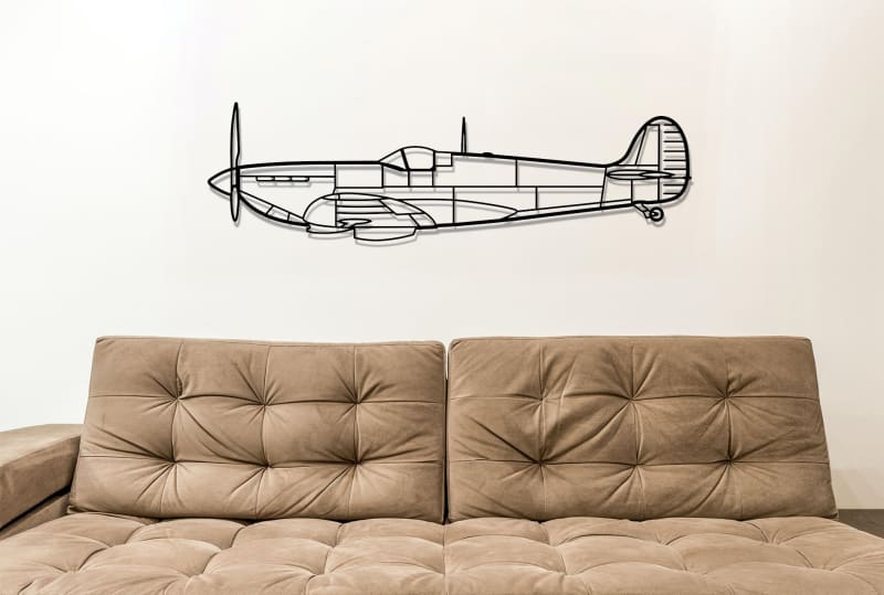 Spitfire Fighter Plane Metal Wall Art Without Roundel Markings Military