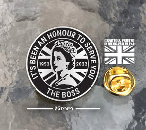 Her Majesty Queen Elizabeth II The Boss Pin Badge