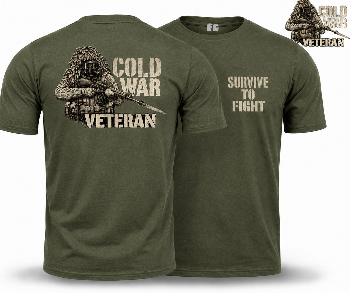 Cold War Veteran - Survive to Fight Double Print T-Shirt