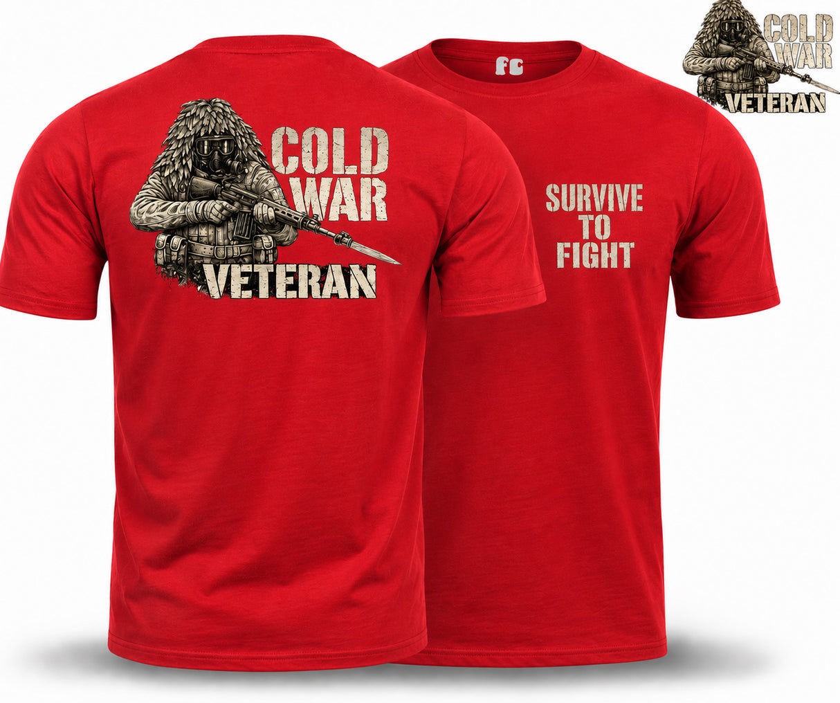 Cold War Veteran - Survive to Fight Double Print T-Shirt