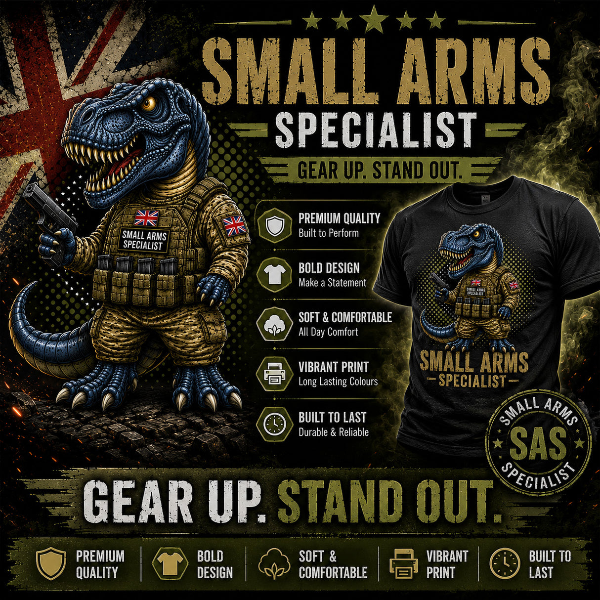 Small Arms Specialist T-Rex Printed T-Shirt