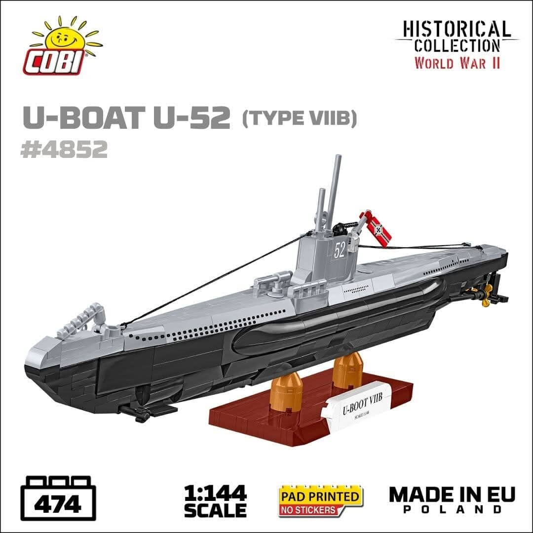 U-Boat U-52 VIIB submarine brick model - COBI 4852 - 470 bricks
