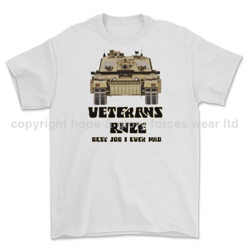 Veterans Rule Chally Tank Best Job I Ever Had Print T-Shirt Men’s Small - 34/36 Inch Chest / White