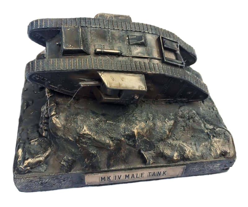 Military Statue - World War One Mark IV Male Tank 1/72 Cold Cast Bronze Military Statue