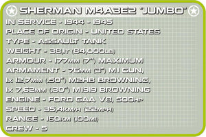 WWII Sherman M4A3E2 'Jumbo' - COBI 2550 - 720 bricks