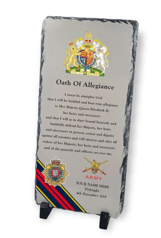 Your Oath Of Allegiance Personalised Rock Slate Presentation Military Plaque