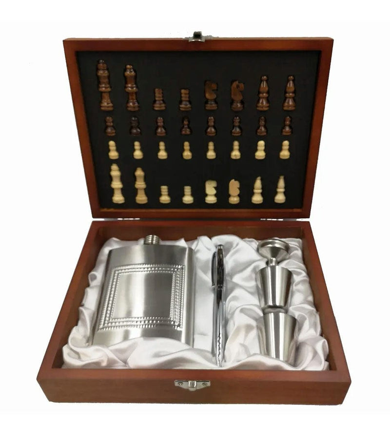 Armed Forces Engraved 8oz Hip Flask and Cups Chess Set