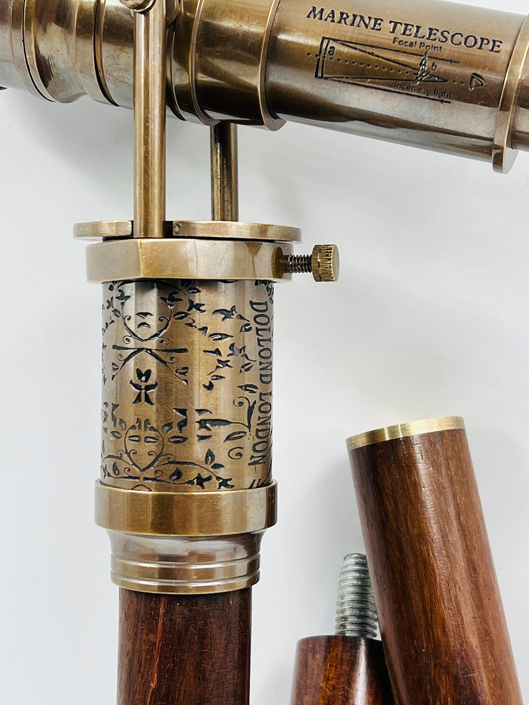 BRASS TELESCOPE & COMPASS HANDLE WALKING STICK