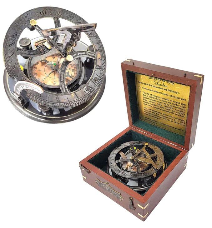 GILBERT & SON'S VINTAGE SUNDIAL COMPASS IN ROSEWOOD CASE