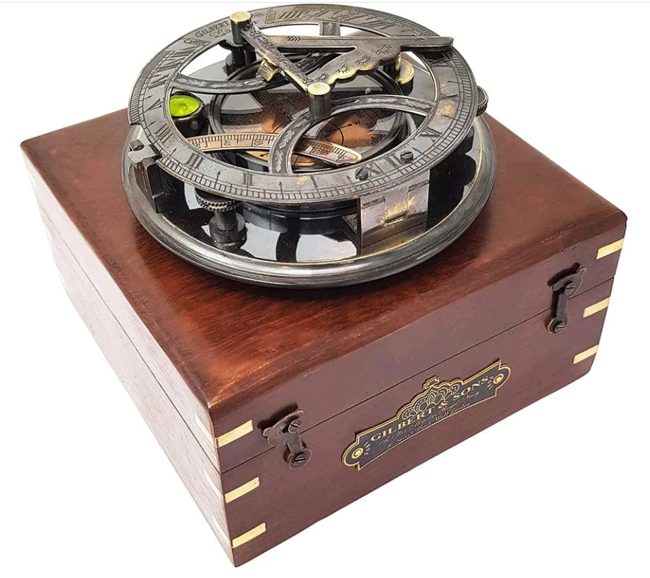 GILBERT & SON'S VINTAGE SUNDIAL COMPASS IN ROSEWOOD CASE