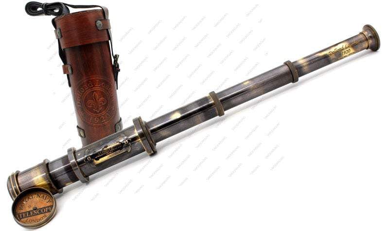 PIRATE BRASS TELESCOPE WITH LEATHER BAG