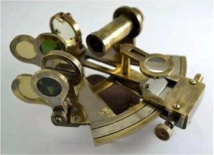 SOLID BRASS SEXTANT WITH HANDMADE LEATHER CASE