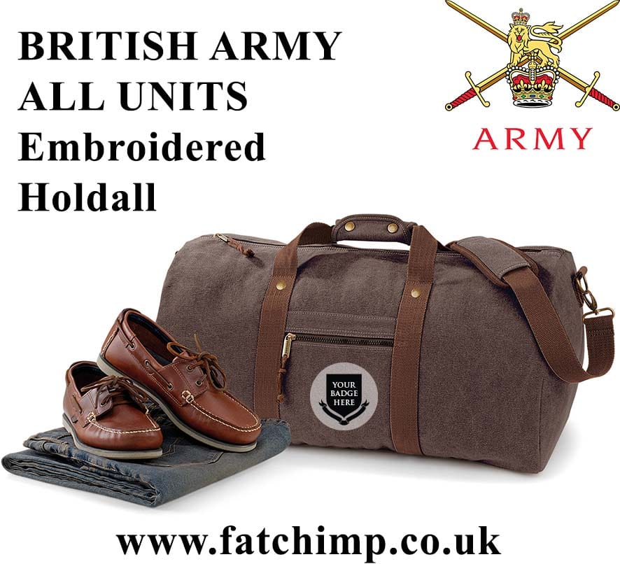 BRITISH ARMY Regiments Vintage Canvas Holdall