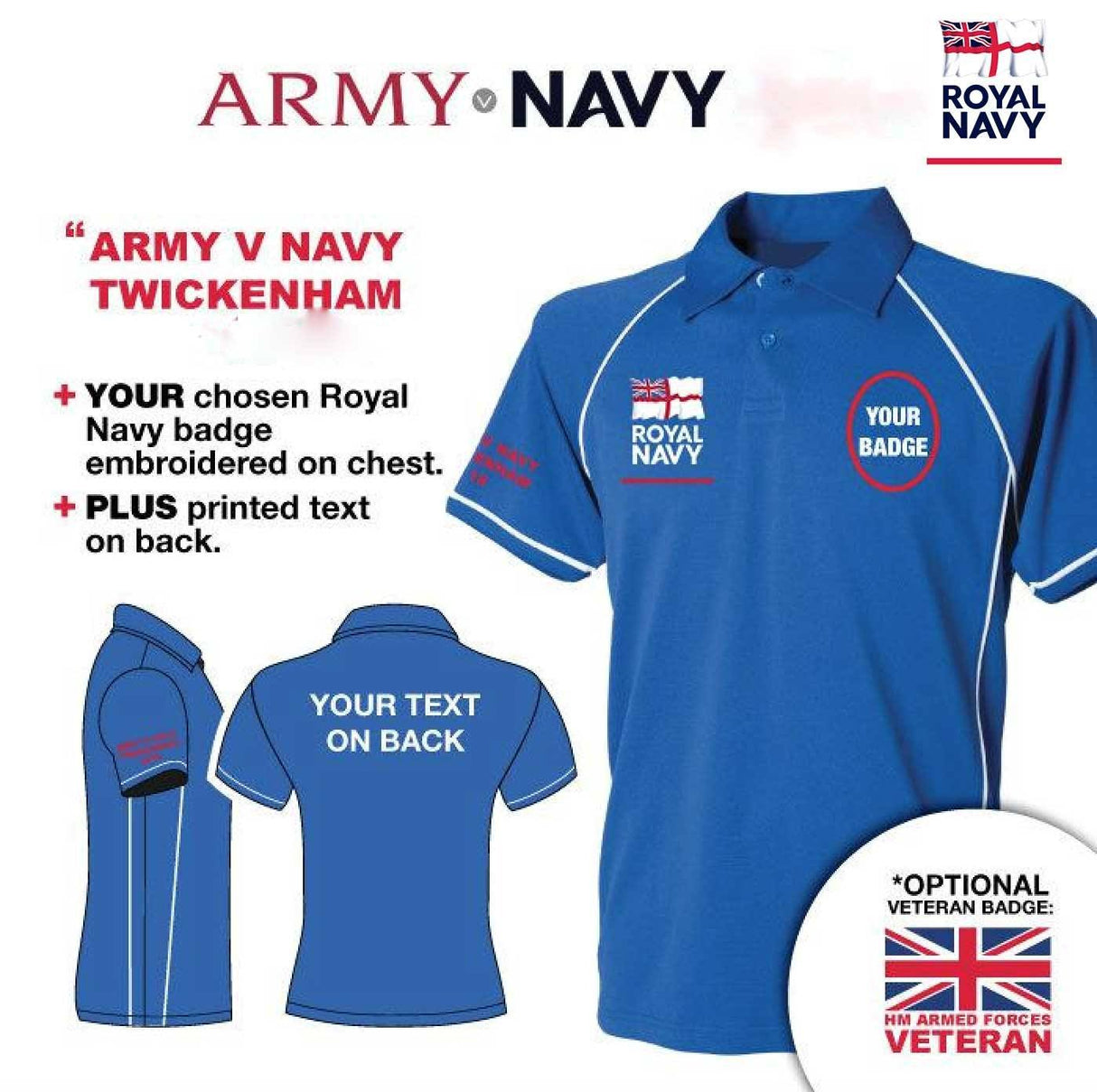 Polo Shirt (Performance) - Army V Navy 2019 Royal Navy Units Men's Performance Polo Shirt