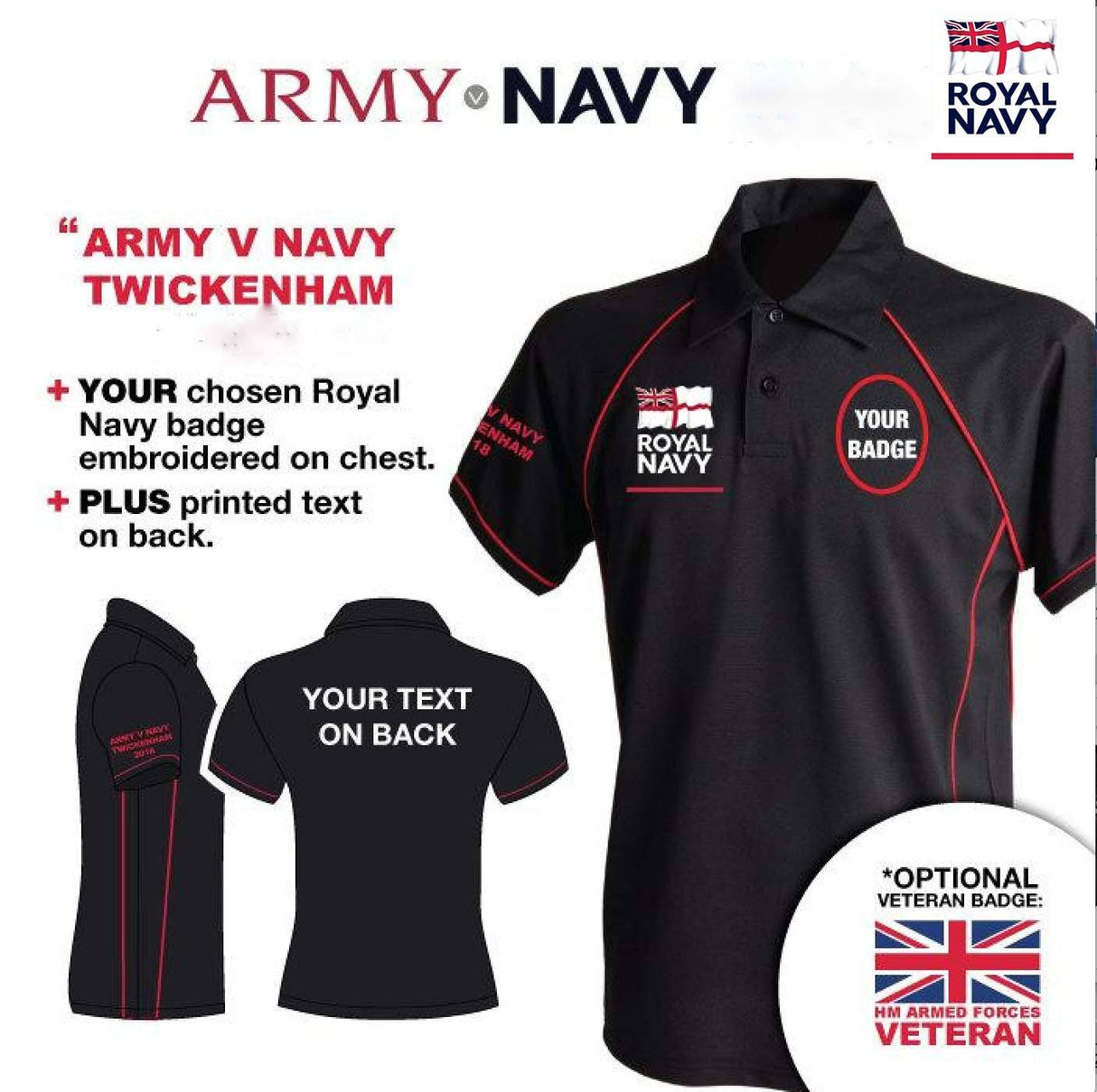 Polo Shirt (Performance) - Army V Navy 2019 Royal Navy Units Men's Performance Polo Shirt