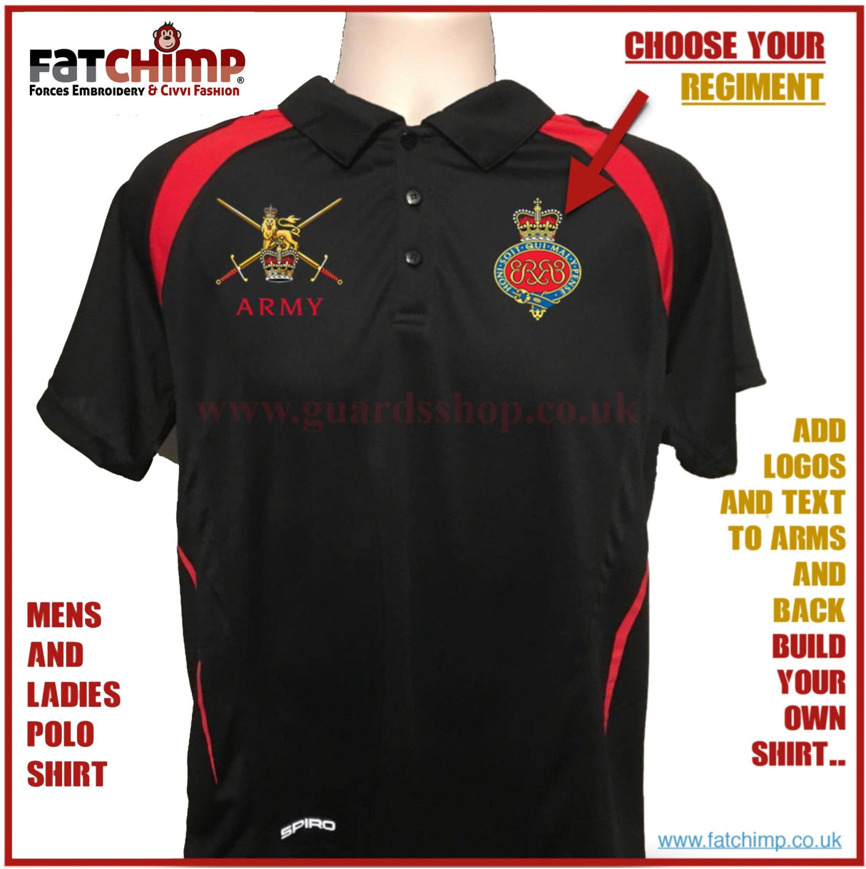 British Army UNITS Unisex Sports Performance Polo Shirt Fat Chimp Forces Wear Gifts