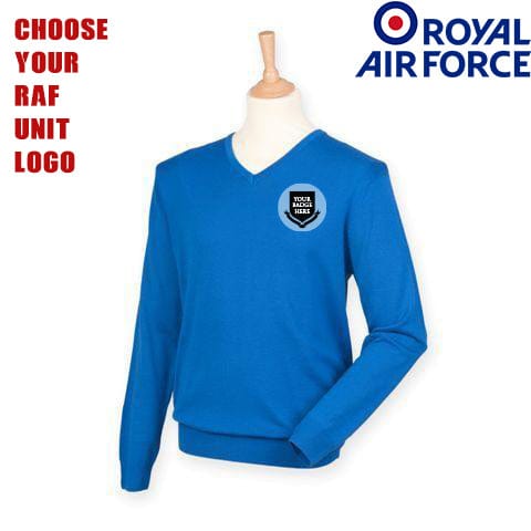 RAF UNITS Lightweight V Neck Sweater (Choose your unit Logo)