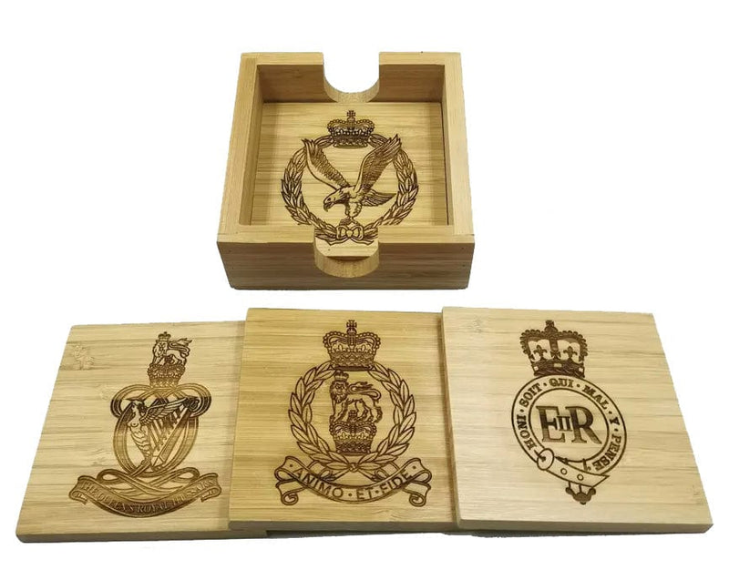 Armed Forces Unit Badge Engraved Bamboo Coasters