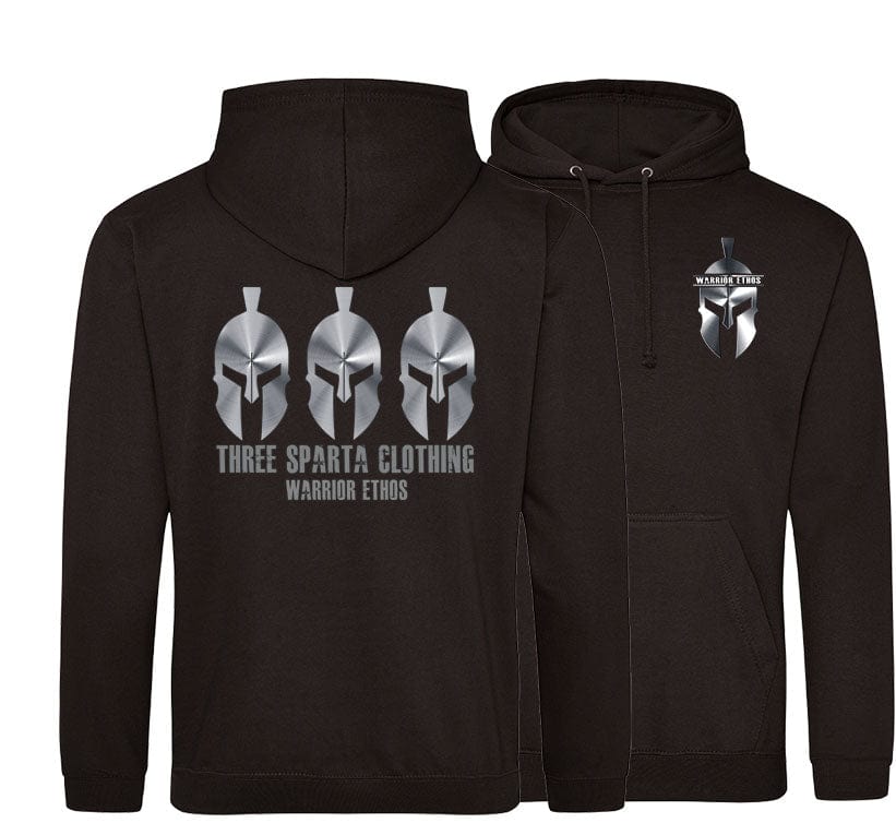 Three Sparta Silver Warrior Double Side Printed Hoodie